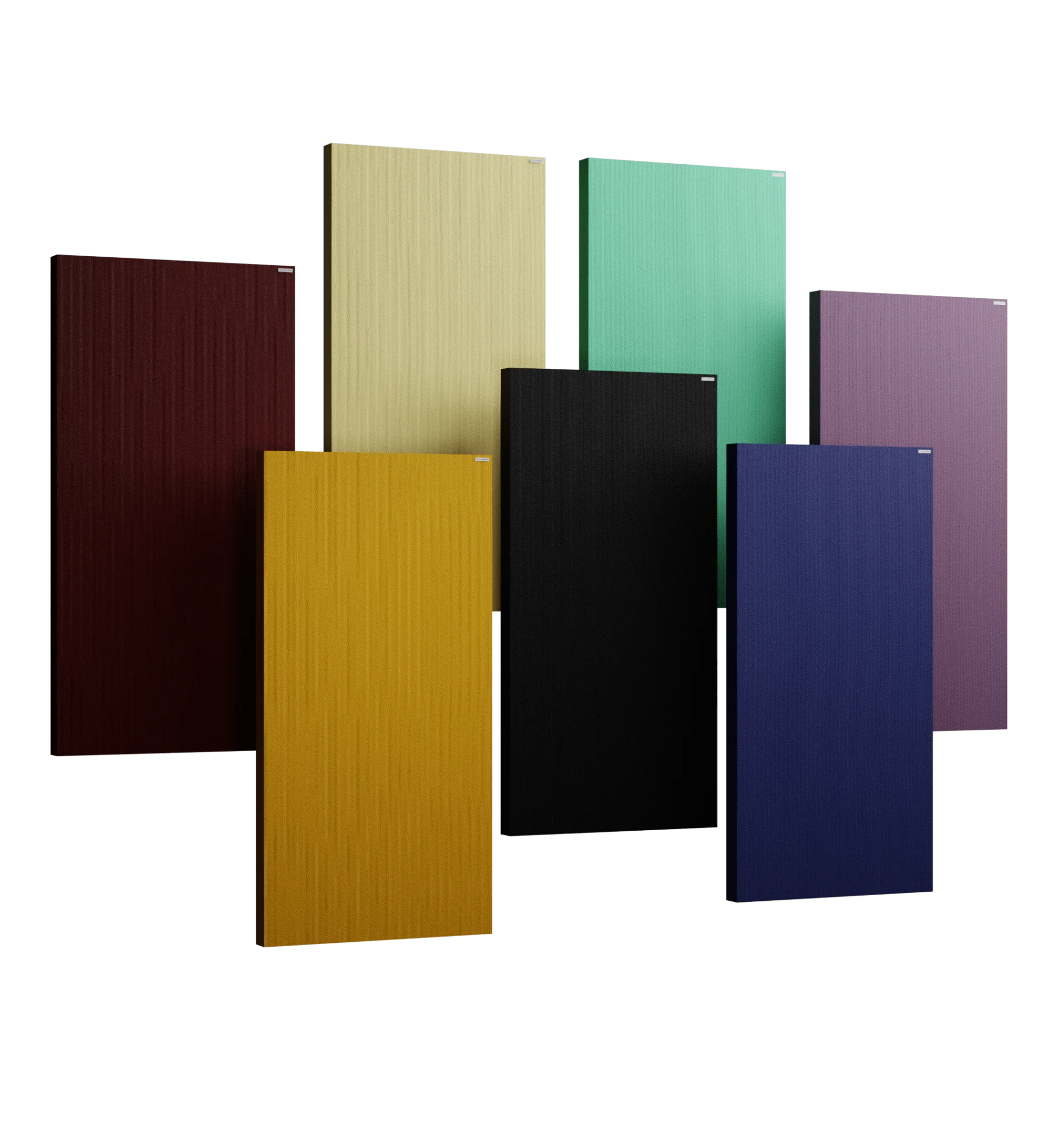 High-performance acoustic panels for noise reduction and sound control. Studio Acoustics panles made upof Plywood frame, Rockwool infill, acoustically transparent fabric. NRC 1.0.