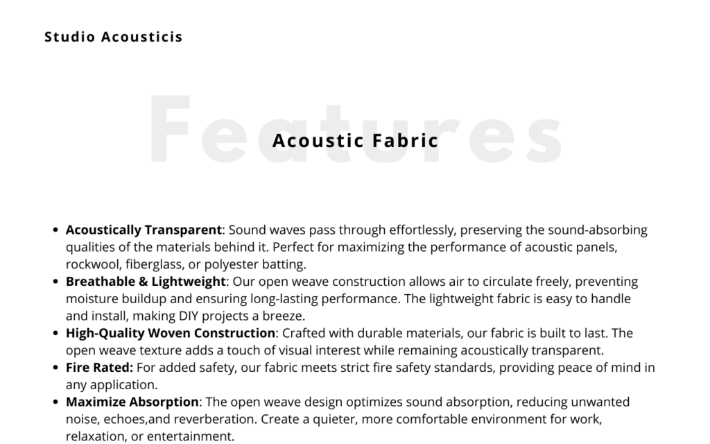 Acoustic fabric Product Description 1