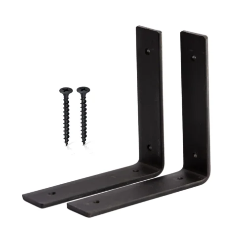 Black L-shaped metal bracket with 4-inch sides, suitable for mounting Acoustic Panel and Corner BassTraps or other objects. Powder-coated finish for durability and resistance to scratches.